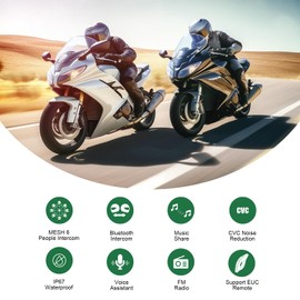 EJEAS Q8 Mesh 3.0 Group Intercom Communication System, Motorcycle Helmet Bluetooth 5.1 Headset with CVC Noise Reduction and Music Sharing for 6 People Full Duplex Talking at The Same Time(1 Pack)