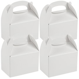 Restaurantware Bio Tek 4 x 2.5 x 2.5 Inch Gable Boxes For Party Favors, 100 Attractive Gift Boxes - With Built-In Handle, Greaseproof, White Paper Barn Boxes, For Special Events Or Parties
