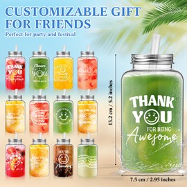 Romooa 24 Pcs Thank You Cups Bulk 17 oz Employee Appreciation Gifts Plastic Cups Inspirational Gifts Reusable Acrylic Skinny Tumbler with Lid Straw for Staff Coworker Teacher Nurses (Motivational)