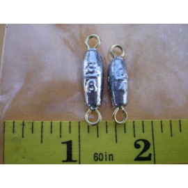 HOME MADE 50 PCS. IN LINE TROLLING SINKER 3/8, 1/4 OZ. 25 EA. W/BRASS WIRE EYE