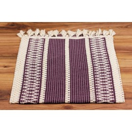 Knitted Tasseled Table Runner, Organic Cotton, Many Colours, Green, Beige, Brown, Grey, Linnen 35cm x 145cm (Lilac)