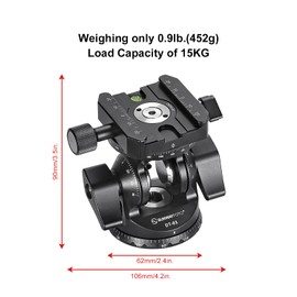SUNWAYFOTO DT-03R Two-Way Tilting Head for Monopod and Tripod with Panoramic Swivel Clamp, 15 kg Load Capacity