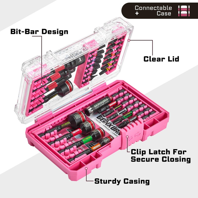 Geinxurn 29Pcs Impact Screwdriver Bits Set, Magnetic S2 Steel 1”/2”Phillips/Square/Torx/Slotted