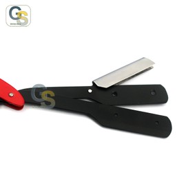 G.S SHAVING RAZOR STRAIGHT EDGE BARBERS FOLDING KNIFE NEW – BLACK/RED