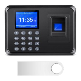 Fingerprint Time Clocks for Employees - Time Clock for Small Business Automatic Calculate Working Hours and Deduct Lunch Time, Punch and Power-off Protection with 8G USB Drive (0 Monthly Fee)