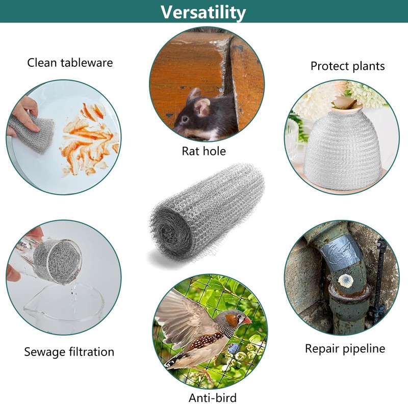 WZYTEU Vole Grid, Stainless Steel Wire Mesh, Fine Mesh, Metal