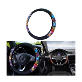 CGEAMDY Elastic Steering Wheel Cover, Elastic Steering Wheel Cover Without Inner Ring, Car Steering Wheel Cover, Checked Printed Stretch Duplex Steering Wheel Cover, Non-Slip Universal Car Steering