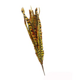 MH GLOBAL 22" Tall Yellow Ruby Faux Feather Spray Artificial Boho Flowers, Farmhouse 12 PC