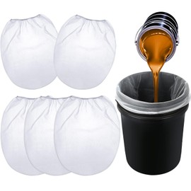 Patelai 5 Pcs 5 Gallon Paint Strainer Bags Regular Fine Mesh/Elastic Top Bag Strainers for Use with Paint Sprayers (White)
