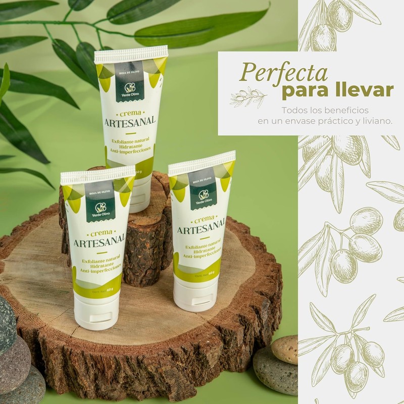 VERDE OLIVO - Crema Hidratante Artesanal con Extracto de Hoja