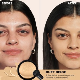 Mushroom Head Air Cushion CC Cream - Brightening & Moisturizing BB Cream Makeup Long Lasting Matte Concealer, Even Skin Tone for All Skin Types (Buff Beige, 3.21 Ounce (Pack of 1))