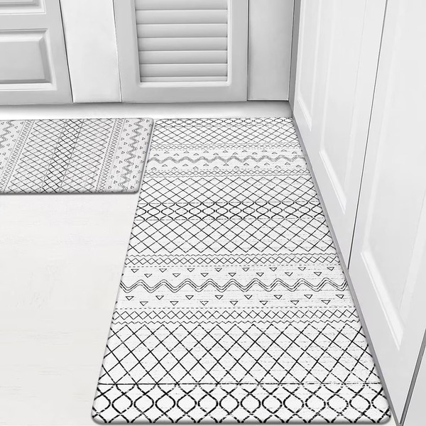 HEBE Anti Fatigue Kitchen Mat Set of 2 Non Slip