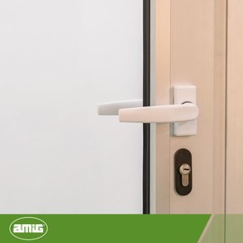 Amig - Reinforced rosette handles - Model Sendoa - Made of aluminium - Dimensions: 125 x 66 mm - Square 8 mm - Ideal for interior and exterior doors - Design: White
