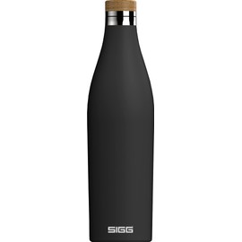 SIGG Meridian Black drinking bottle (0.5 L), pollutant-free and leak-proof water bottle made of stainless steel, double-wall insulated bottle for cold and hot drinks