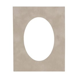 CountryArtHouse Light Grey Suede Acid Free 8x10 Oval Picture Frame Mat with White Core Bevel Cut for 5x7 Pictures - Fits 8x10 Frame - Pack of 1 Matboard Show Kit with Acid Free Backing & Clear Bag