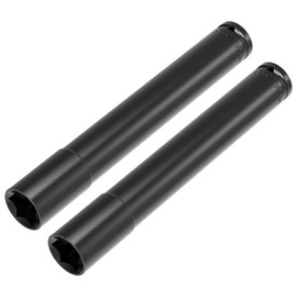 FOCMKEAS 2 Pcs 1/2 Inch Drive by 30mm Deep Impact Socket, Heat-Treated CR-V Steel 8 Inch Length, 6-Point Metric Sizes