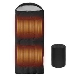 Adult Single Sleeping Bag Gray Heated 5 Heating Zones 3 Adjustable Heating for Cold Weather with Compression Bag