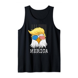 Merica Bald Eagle 4th of July Trump American Flag Funny Tank Top