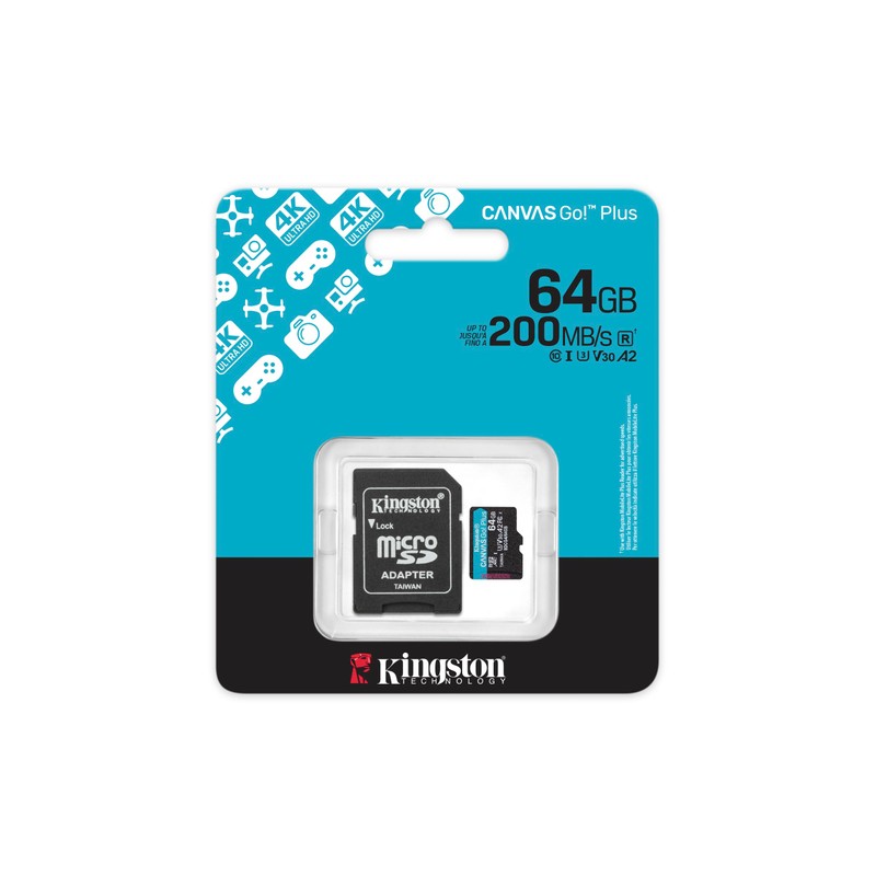 Kingston Canvas Go Plus microSDXC Memory Card Gen4 200MB/s A2