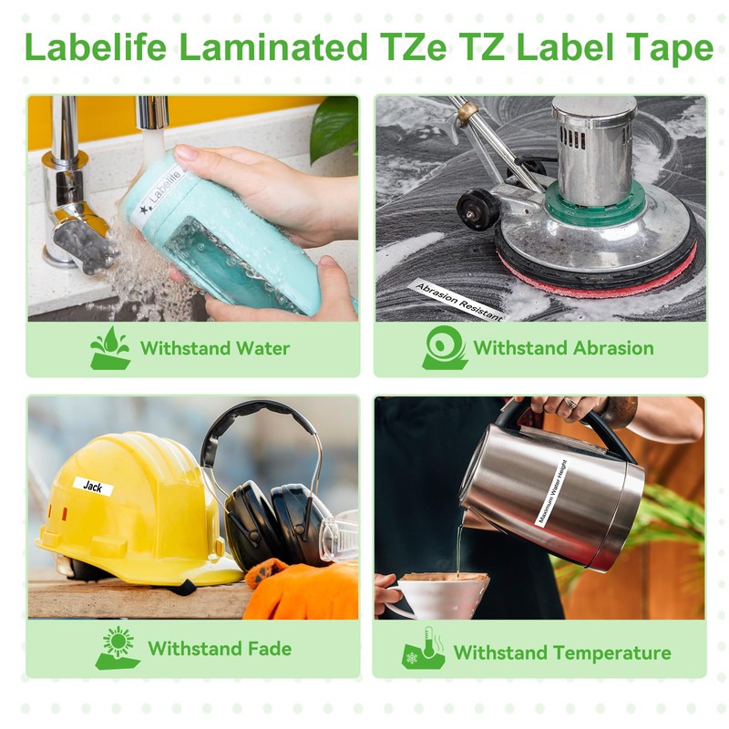 Labelife 9mm Label Tape TZe-221 Replace for Brother P Touch