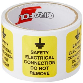 Caledonia Signs 59816 Safety Electrical Connection Do Not Remove Label, 40 mm x 50 mm (Pack of 100)