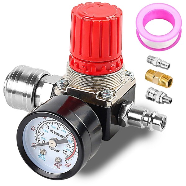 1/4 Inch Pressure Regulator: Pressure Regulator Compressed Air, 3 Holes