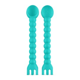 Ryan & Rose Cutie Tensils Baby Spoon and Fork [2 Pack] (Turquoise)
