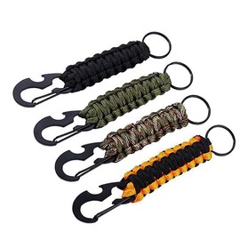[LTG] 7987344 Carabiner Paracord Keychain Keychain Set of 4 Hat Hooks, Stylish, Key Ring, Outdoor Backpack, Bag, Camping, Emergency, Disaster, Rope, String, Convenient, Replacement, Disaster
