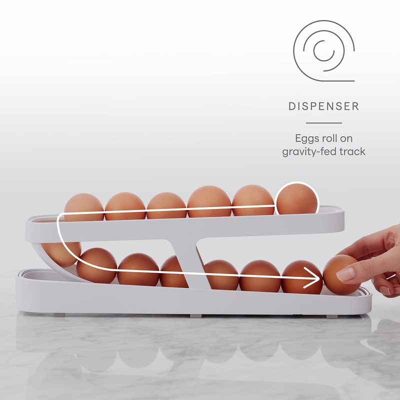 YouCopia RollDown™ Egg Dispenser, Space-Saving Rolling Eggs Dispenser and Organizer