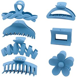 Blue Hair Claw Clips, Lightweight Big Strong Hold Nonslip Matte Claw Hair Clips for Thick Hair & Thin Hair & Curly Hair, 90's Vintage Jaw Clips for Wo