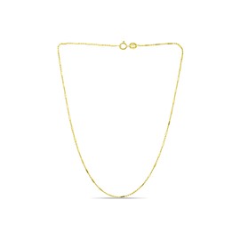 SEA OF ICE Yellow Gold Flashed Sterling Silver 1mm Diamond-Cut Bar Station Rolo Chain Necklace, Size 16"