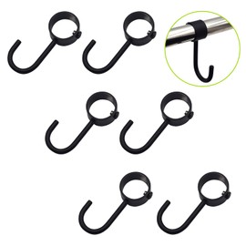 UFURMATE Rail Sliding Hook, 6Pcs Black Kitchen Storage Hooks Stainless Steel Hanging Pot Bar Hooks Utensil Hanging Hooks, Adding Extra Hooks for Kitchen Bathroom Removable Rail (Dia 25mm)
