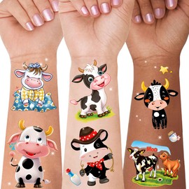WEDDARA 101+ Cow Temporary Tattoos for Kids & Adults – Waterproof, Non-Toxic, Skin-Safe Cow Designs – Party Favors & Gifts
