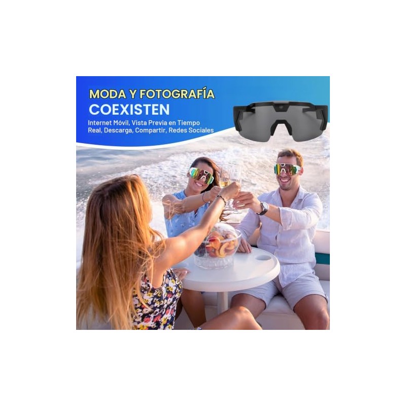 Gafas con Cámara Inteligente, Cámara Deportiva HD 1080P de 12