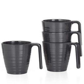 Melamine Camping Crockery Set for 4 People, Cups Stone 4 Pieces (Suitable for Red, Blue, Grey, Curry, Green)
