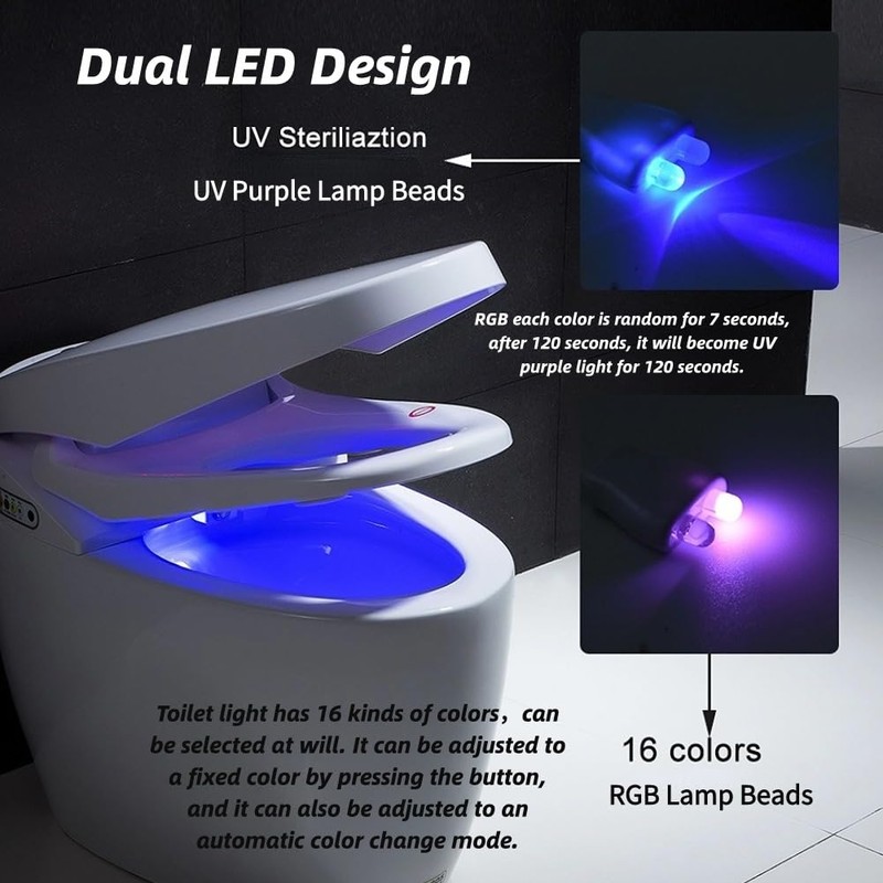 Hilitand Toilet Light, Motion Sensor Dual LED Ceramic Texture Toilet