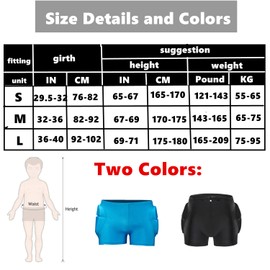 Aurorasports Protective Padded Shorts, Protective Padded Shorts for Snowboard, Hip Protection EVA Butt Pads, Protective Padded Shorts Crash Pad Impact Gear for Skiing Skating Snowboarding (Black, M)