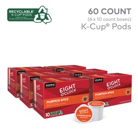 Eight O'Clock Coffee Pumpkin Spice, Single-Serve Keurig K-Cup Pods, Flavored Coffee, 60 Count
