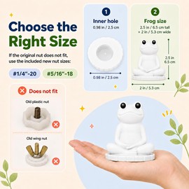 MENNTY Frog Toilet Bolt Covers Glow in the Dark Decorative – PLA Toilet Screw Caps Hide Rusty Bolts, Cute Bathroom Decor Accessories, Set of 2 (White)