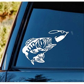 Largemouth Bass with Fishing Lure Vinyl Decal Sticker