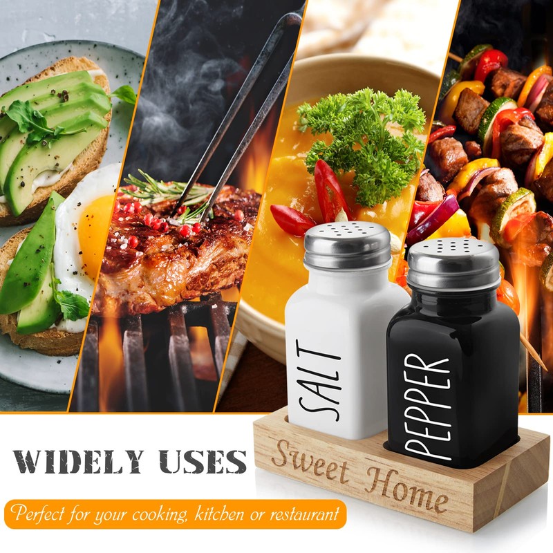 Salt and Pepper Shakers Set with Holder - Dopeca Glass