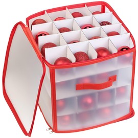 infactory Christmas Storage: Storage Box for 64 Christmas Tree Baubles up to 6 cm, Carry Handles (Christmas Decoration Storage, Storage Box with Lid)