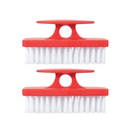 Superio Nail Brush Set (2 Pack) Cleaner with Handle - Durable Brush Scrubber to Clean Toes, Fingernails, Hand Scrubber All Surface Cleaning, Heavy Duty Scrub Brush Stiff Bristles, Easy to Hold (Red)