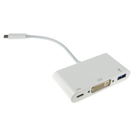 kenable USB 3.1 Type C to DVI USB Adapter & Type C Host with PD Function 15cm [Type C to DVI & USB 3.0 with PD]
