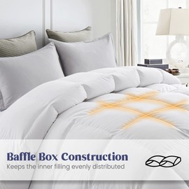 puredown® Down Comforter Oversized King Size, Extra Warmth Heavyweight Duvet Insert, Ultra-Soft Shell Fluffy Comforters for Winter, Cold Seasons