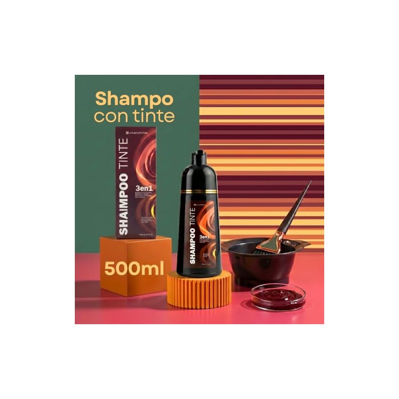 Shampoo con Tinte Instantáneo Cubre Canas Natural 500ml Ingredientes Naturales