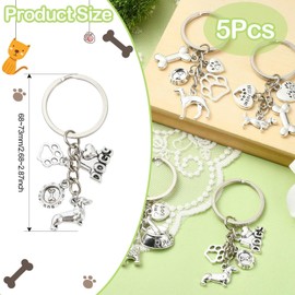 Airssory 10 pcs 5 Styles Antique Silver Dog Theme Keychains Lovely Pet Animal Keychains for DIY Craft Purse Bag Backpack Decoration Home Bulk Present