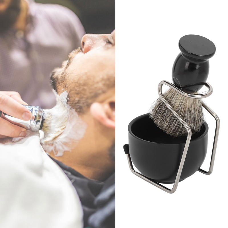 Men Beard Shave Set Brush Stand Foam Bowl Beard Brush