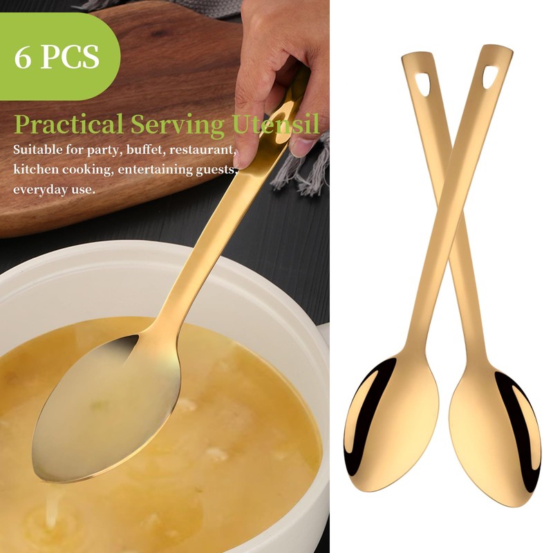 TUPMFG 6 Pieces Serving Spoons Set,Food Grade Stainless Steel Large