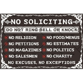 EMOHAT Metal Tin Sign No Soliciting Sign Do Not Ring Bell or Knock Metal Signs House Office Front Door Porch Yard Apartment Entrances Wall Decor Funny Reminder Sign Aluminum Sign 12x8 Inches